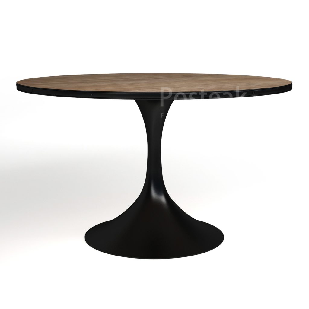 Industrial Dining Table Round - Single Metal Legs ...