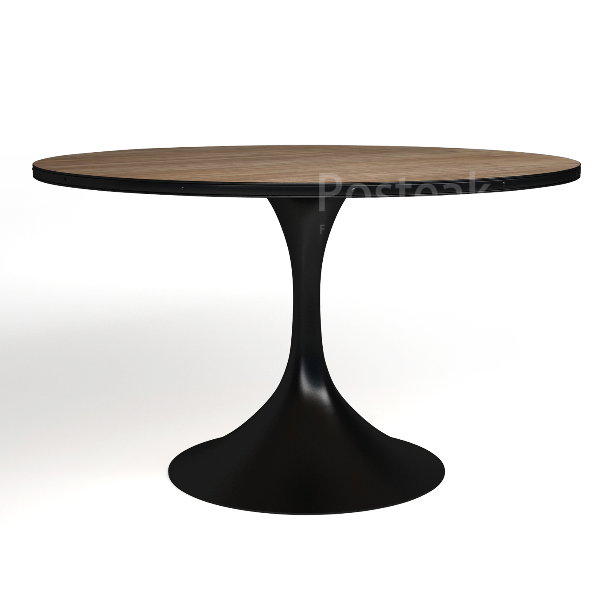 Industrial Dining Table Round - Single Metal Legs | Posteak Furniture